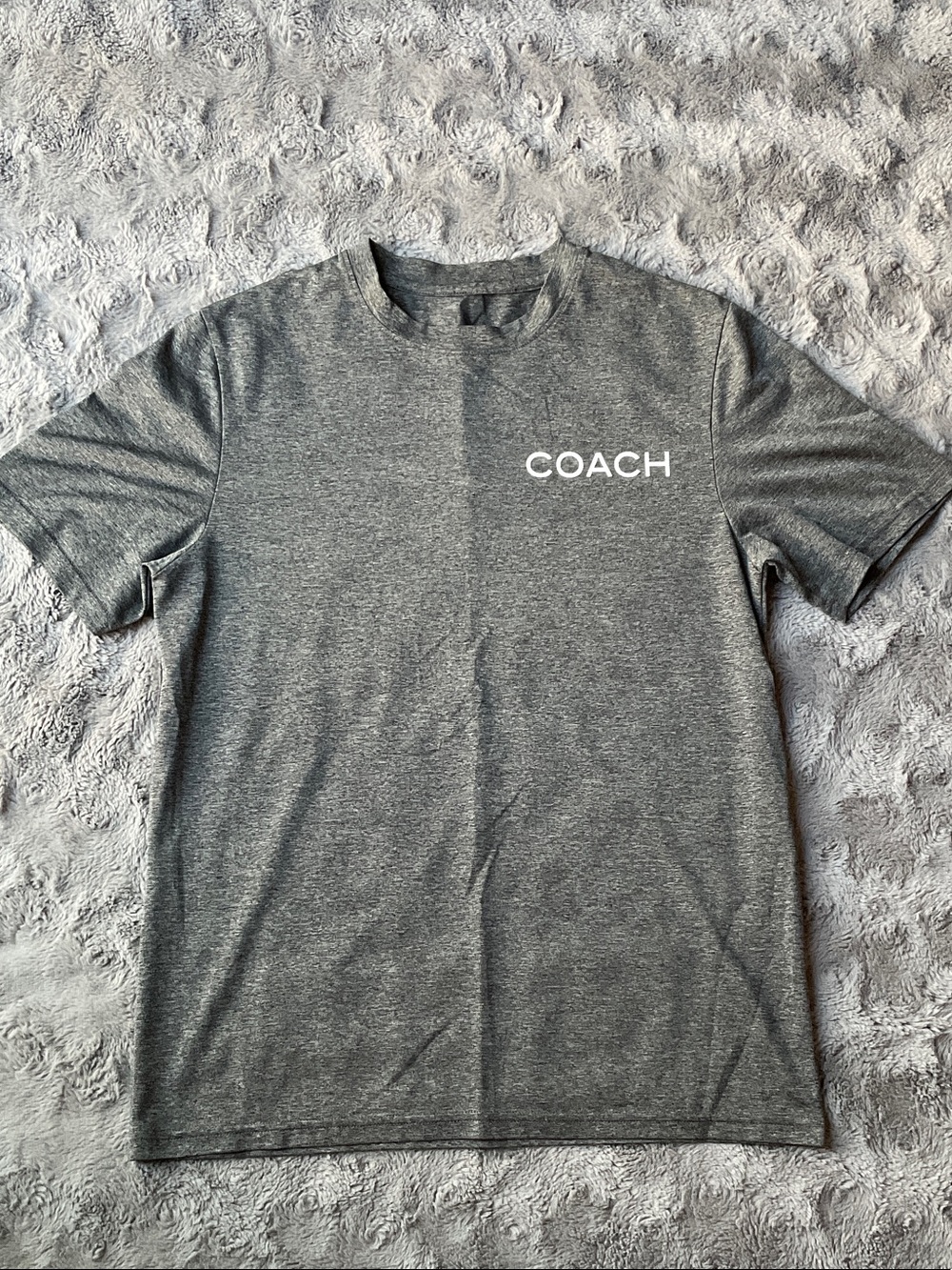 COACH Women's Gray Logo Short Sleeve Tee dry fit